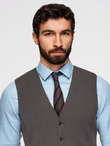 Men's elegant SLIM FIT herringbone vest - graphite V2 OM-BLZV-0143