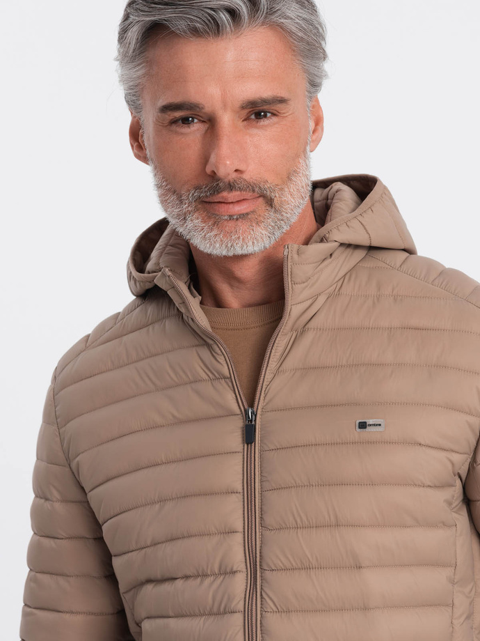 Men's satin-finish bomber jacket with contrasting ribbed cuffs - black V1 OM-JALP-22FW-007