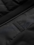 Quilted bomber jacket with hood and knitted sleeves - black V1 OM-JALP-0298