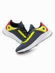 Men's sneakers with neon inserts - graphite V3 OM-FOKS-0118