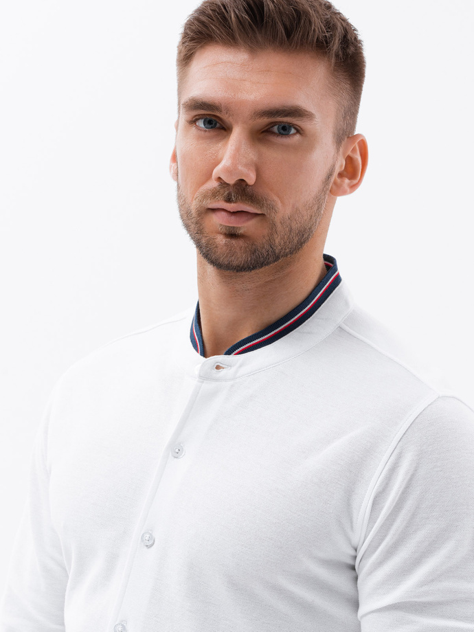 Men's long sleeve knit shirt - white V1 K542