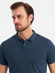 Komplet męskich bawełnianych t-shirtów polo BASIC – czarny/granatowy/biały V1 OM-POBS-0133