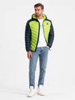 Men's quilted nylon sports style jacket - lime green V4 OM-JALP-0185