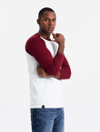 Men's longsleeve with contrasting raglan sleeves - white and maroon V2 OM-LSCL-0105