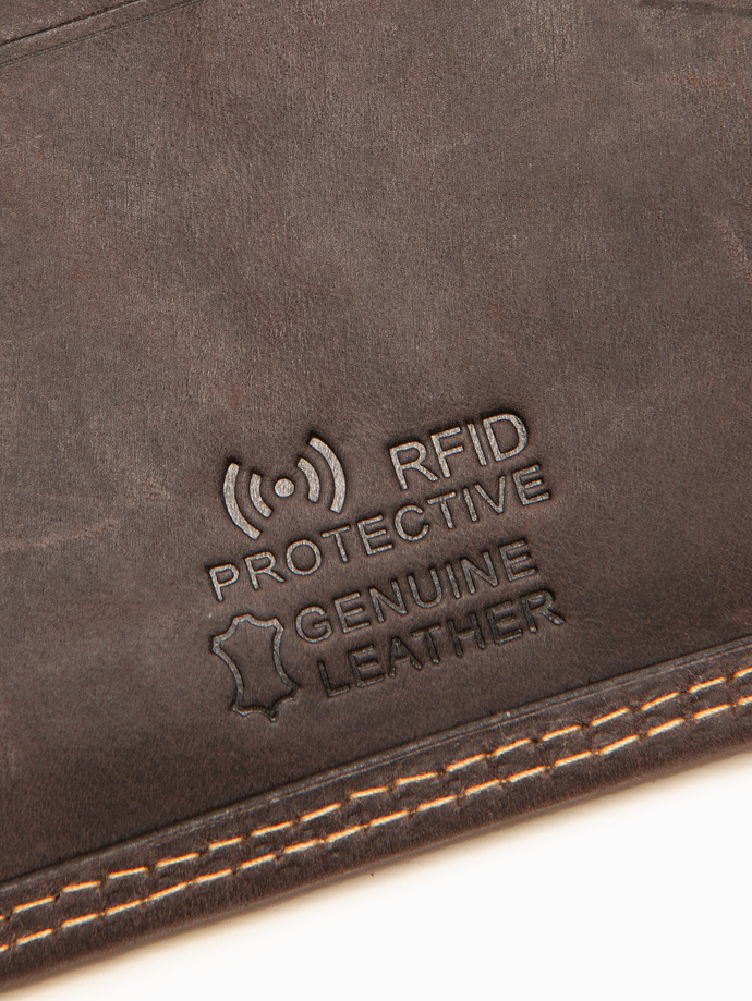 Men's leather wallet - dark brown A087