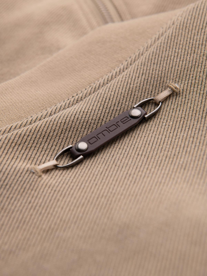 Men's raglan sleeve bomber jacket - warm beige V2 OM-JANP-0159