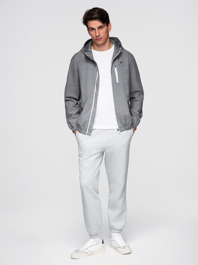 Men's lightweight sports jacket with fleece lining - gray V3 OM-JANP-0136