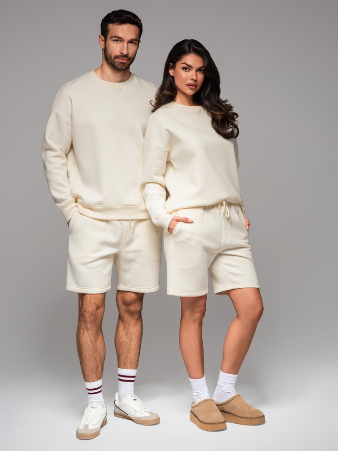 UNISEX sweatshirt + shorts set - cream V2 Z108