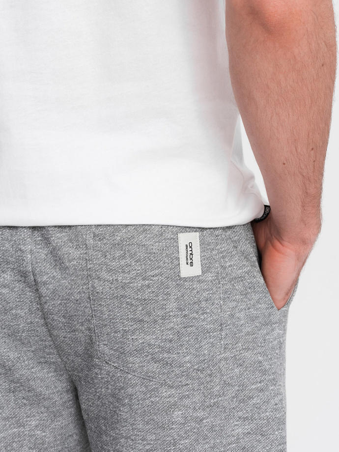 Spodenki męskie z tkaniny melanżowej LOOSE FIT - szare V6 OM-SRSK-0116