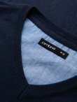 Men's elegant BASIC V-neck sweater with viscose - navy blue V2 OM-SWBS-0107