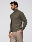 Knitted monochrome men's viscose cardigan - navy blue V1 OM-SWCD-0126