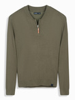 Men's sweater with viscose and spread neckline - olive V1 OM-SWZS-0124 