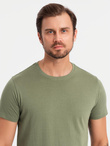 Zestaw męskich bawełnianych t-shirtów BASIC z okrągłym dekoltem – czarny/granatowy/khaki V3 OM-TSBS-0232