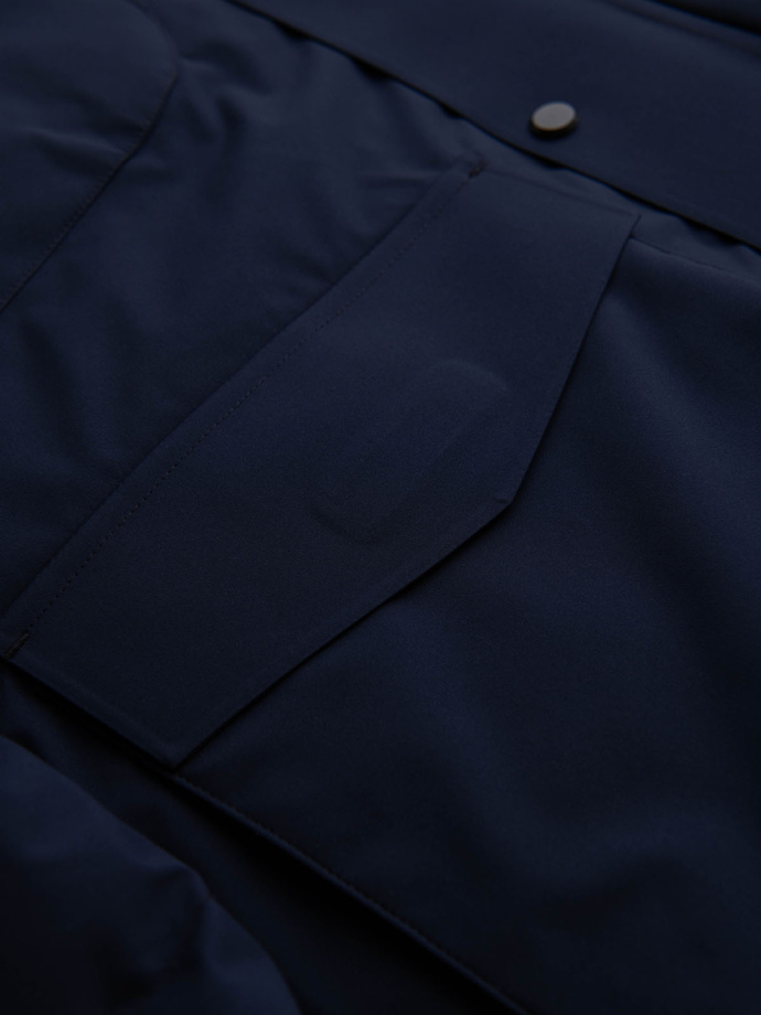 Men's winter jacket with detachable hood made of waterproof material - navy blue V1 OM-JAHP-0306