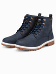Buty męskie zimowe trapery - granatowe V3 T314