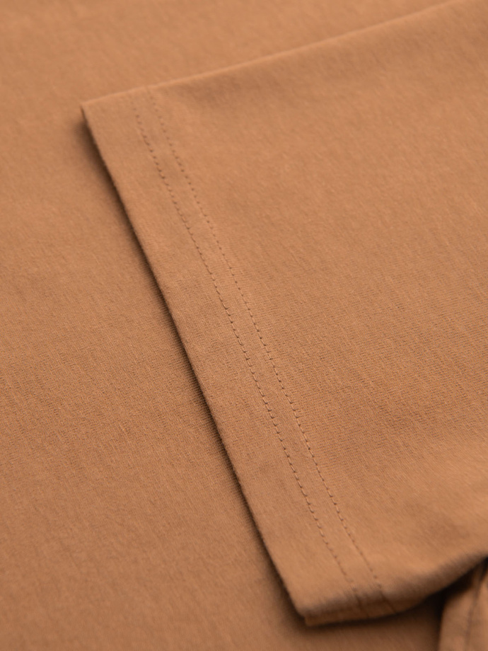 BASIC men's classic cotton T-shirt - brown V21 OM-TSBS-0236