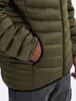 Men's quilted jacket with satin finish - dark olive green V13 OM-JALP-0121