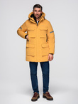 Men's long insulated jacket with reflective elements - yellow V2 OM-JALJ-0169
