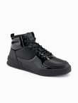 Wysokie buty męskie sneakersy z połyskującymi elementami – czarne V1 OM-FOSH-0178