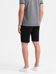 Szorty męskie SLIM FIT ze strukturalnej dzianiny - czarne V2 OM-SRCS-0126