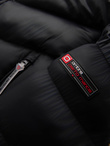 Modern quilted men's jacket of combined materials - black V1 OM-JAHP-0303