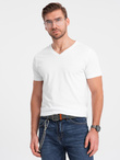 Set of shirts with V neckline and elastane and subtle logo 3-pack - 3x white V2 Z100