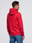 Men's hooded sweatshirt with college print - red V1 B1714