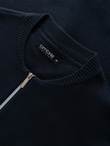 Men's smooth zip sweater - navy blue V1 OM-SWZS-0146
