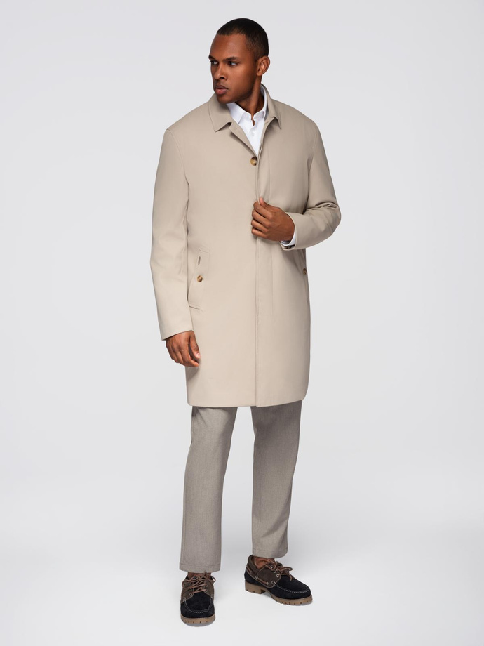 Men's insulated coat with hood and concealed zipper - black V1 OM-COWC-0110