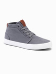Men's high-top cotton canvas sneakers shoes - gray V3 OM-FOTH-0156