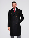 Men's insulated coat with hood and concealed zipper - black V1 OM-COWC-0110
