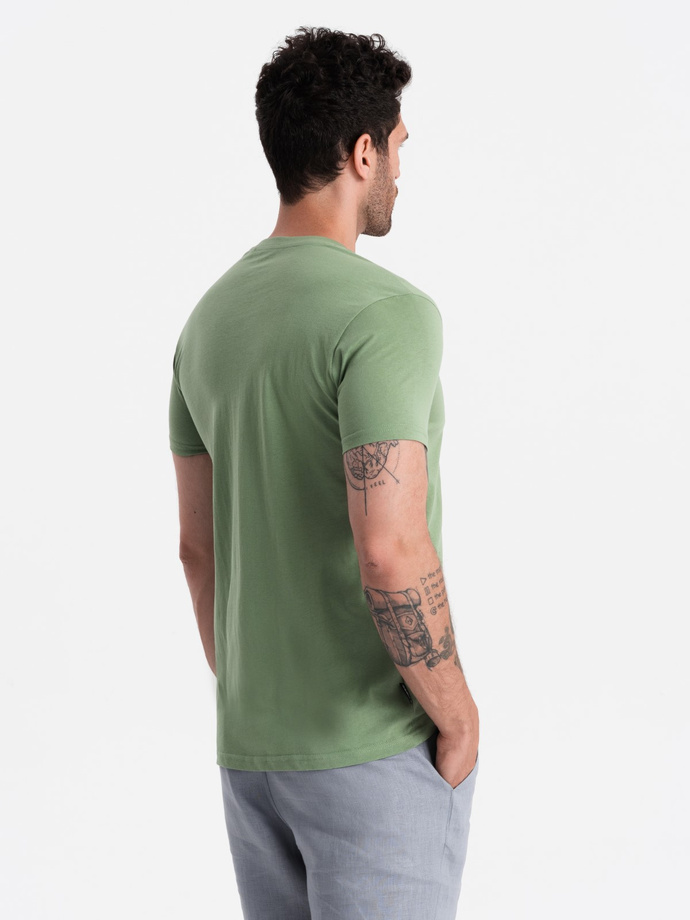 BASIC men's cotton classic tee with v-neck - green V11 OM-TSBS-0145