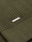 Men's knitted unbuttoned polo shirt - olive V1 OM-POSS-0157