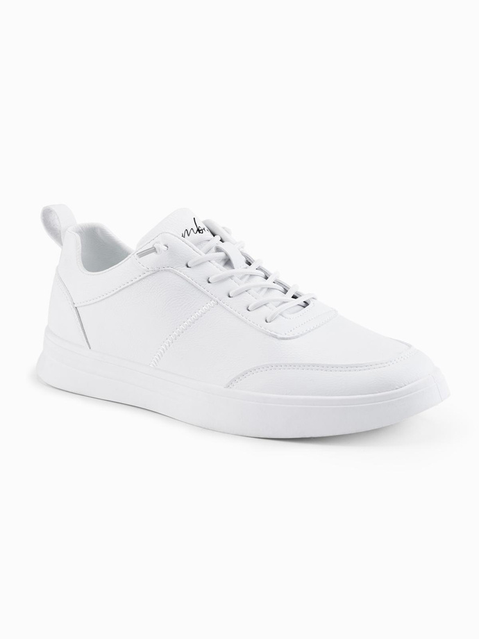 Monochromatyczne męskie buty w stylu sportowym z przeszyciami – białe V1 OM-FOCS-0159