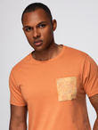 Men's cotton t-shirt with printed pocket - orange V3 OM-TSPT-0227