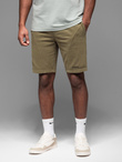 Fitted men's printed short sweat shorts - olive V4 OM-SRSK-0138
