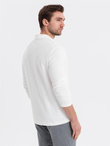 Longsleeve męski BASIC z kołnierzykiem polo – biały V1 OM-POBL-0114