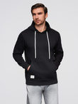 Bluza męska dresowa BASIC kangurka z kapturem - czarna V5 B1674