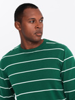 Casualowy sweter męski w poziome paski – zielony V4 OM-SWSW-0143