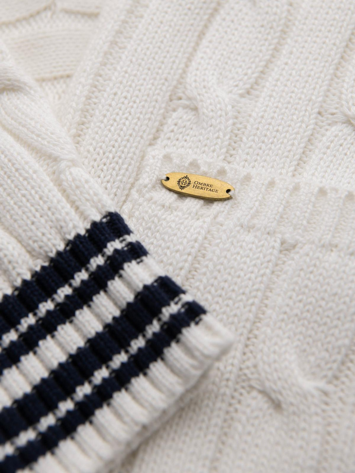 Knitted monochrome men's viscose cardigan - navy blue V1 OM-SWCD-0126
