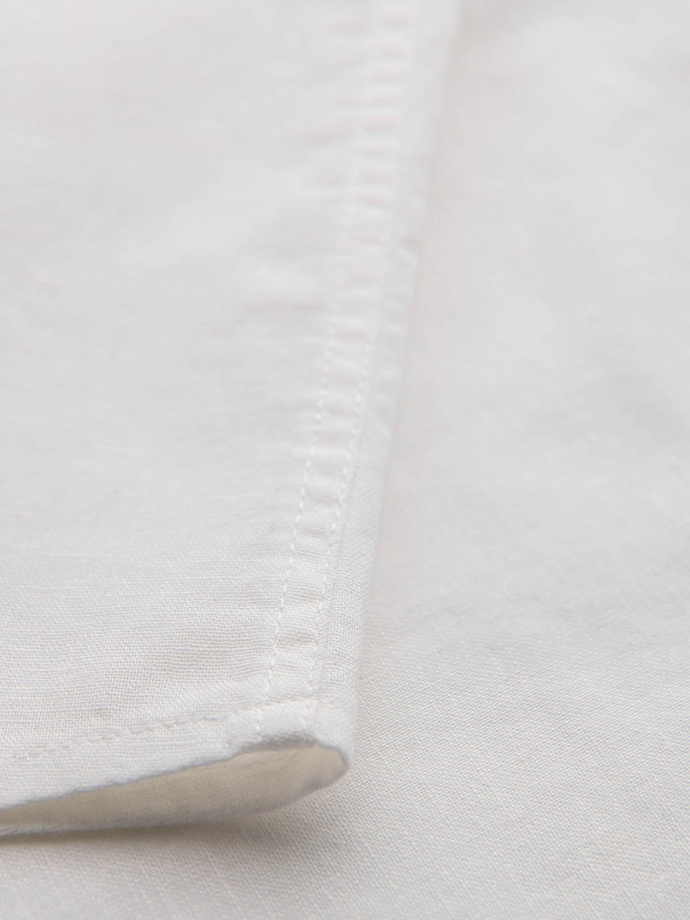 Men's short-sleeved linen-cotton shirt with pocket - broken white V1 OM-SHSS-0167