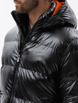 Kurtka męska zimowa puffer błyszcząca - czarna V1 C545