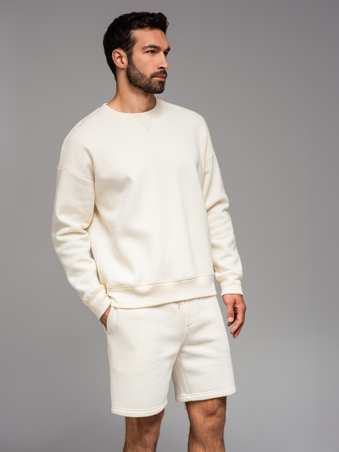 UNISEX sweatshirt + shorts set - cream V2 Z108