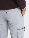 Men's STRAIGHT LEG cargo pants with triangle pocket pin - gray V3 OM-PACG-0196