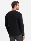 Longsleeve męski z guzikami przy dekolcie - czarny V4 OM-LSCL-0107
