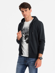 Men's unbuttoned cotton BASIC sweatshirt - black V9 OM-SSBZ-0160