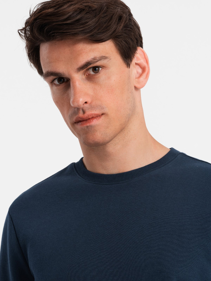 BASIC men's cotton sweatshirt set unbuttoned sweatshirt + joggers - navy blue V1 Z84