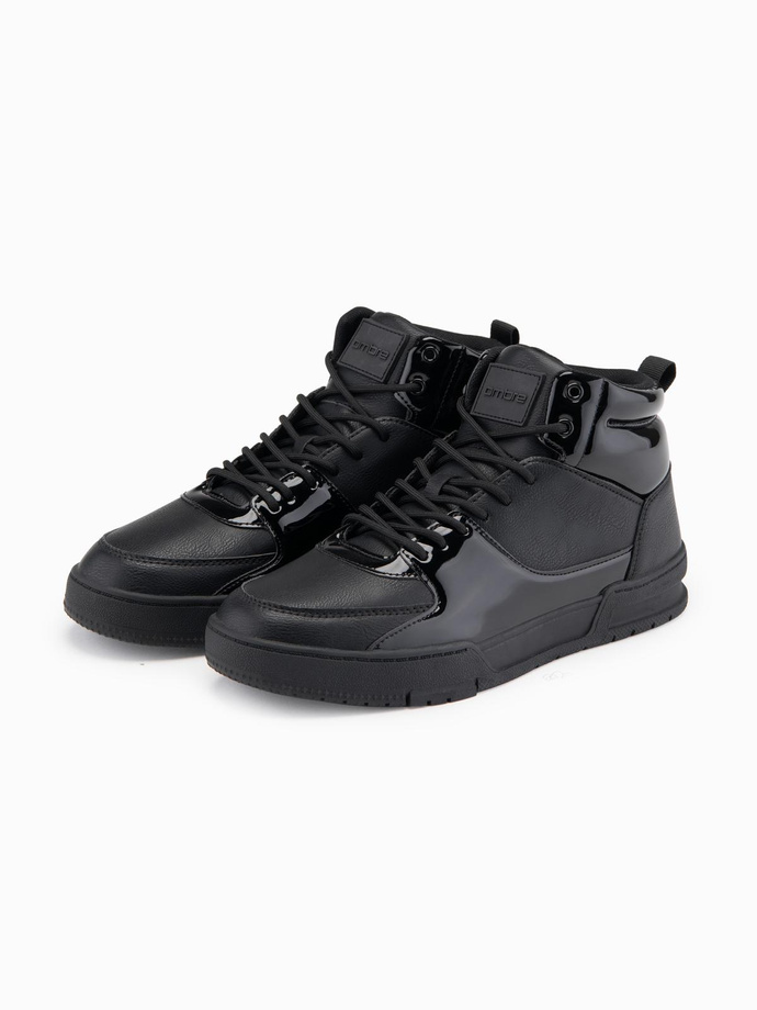 Wysokie buty męskie sneakersy z połyskującymi elementami – czarne V1 OM-FOSH-0178