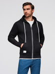 Męska bluza dresowa BASIC rozpinana z kapturem - czarna V5 OM-SSBZ-0178