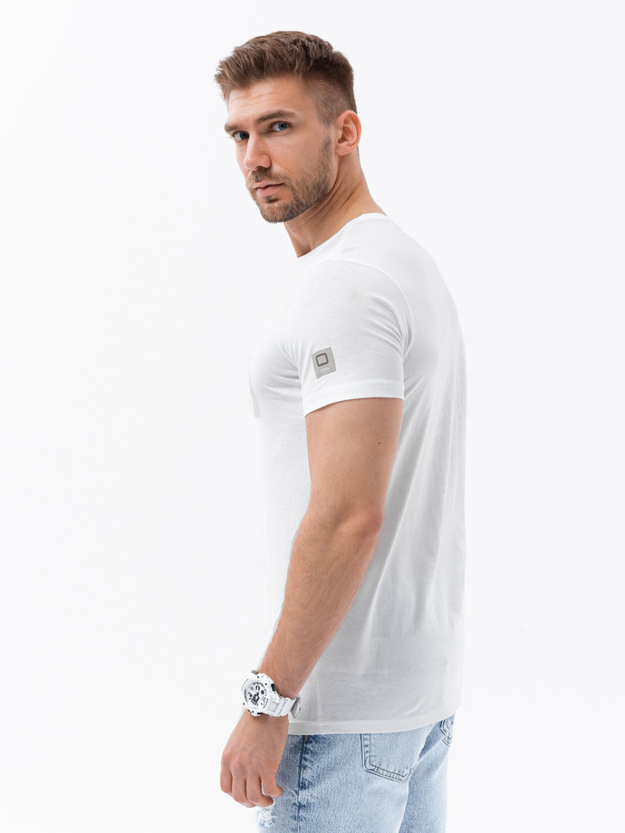 T-shirt męski bawełniany z nadrukiem - biały V1 S1749